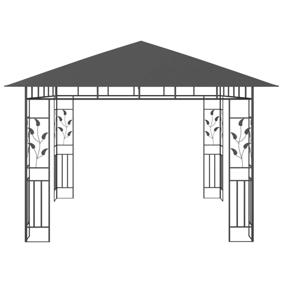Cenador con mosquitera gris antracita 3x3x2,73 m 180 g/m²