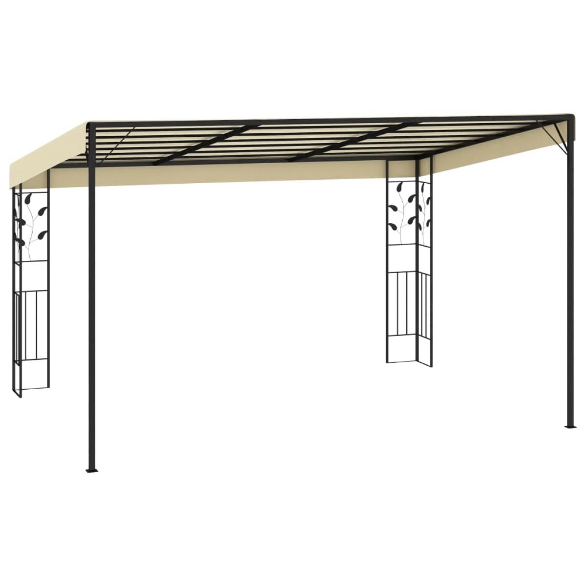 Cenador con montaje en la pared crema 4x3x2,5 m