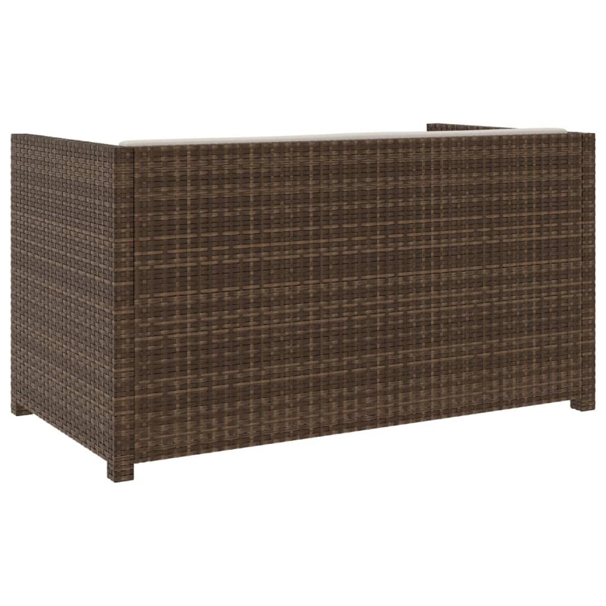 Set muebles de jardín 5 piezas y cojines ratán sintético marrón