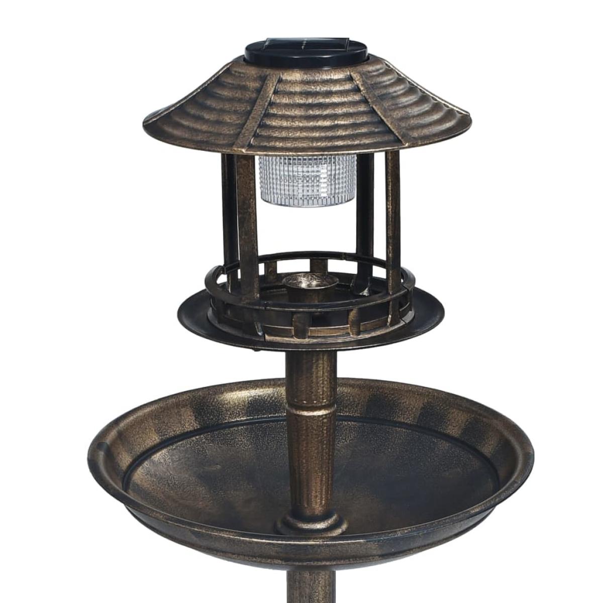 Bebedero decorativo para pájaros con luces LED solares plástico