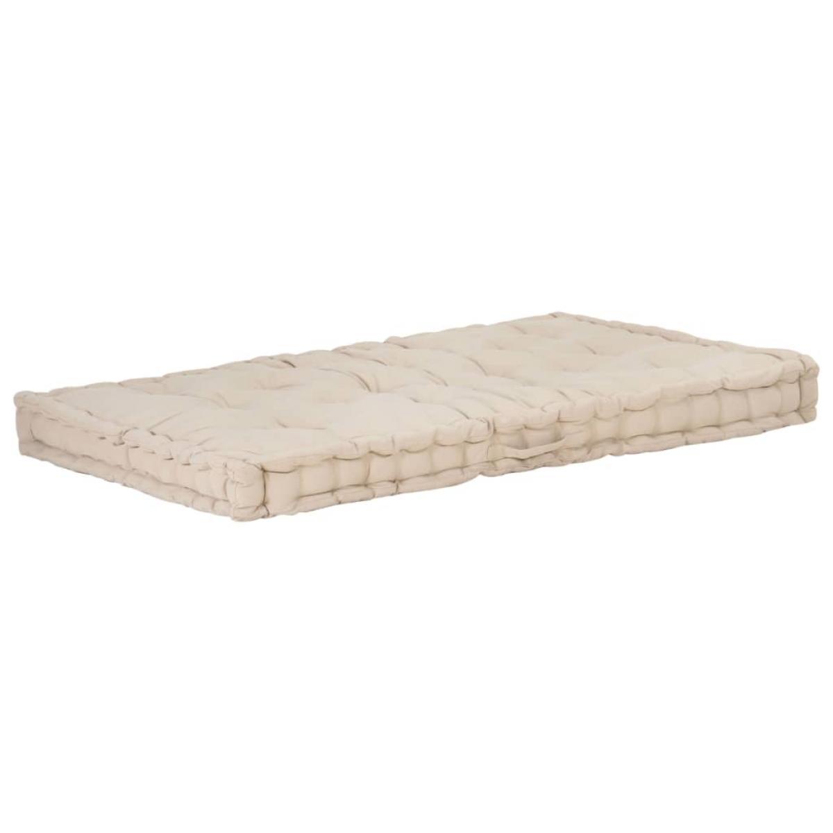 Cojín para palés algodón beige 120x80x10 cm