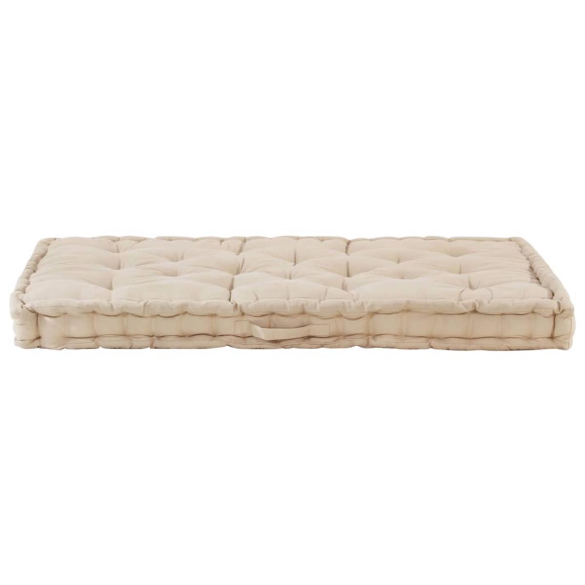 Cojín para palés algodón beige 120x80x10 cm