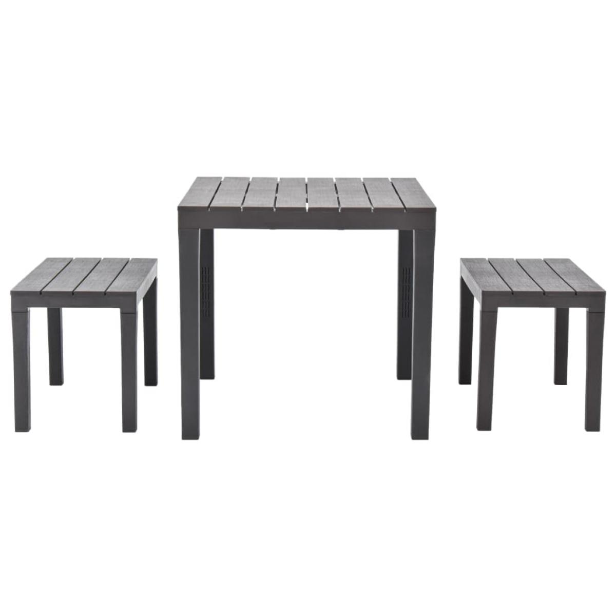 Mesa de jardín con 2 bancos plástico marrón