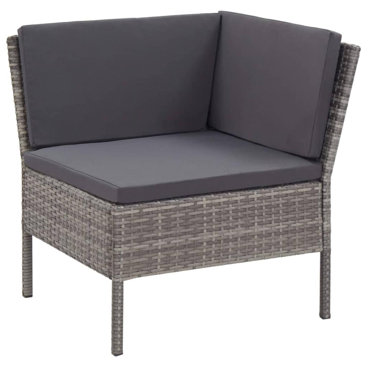 Set de muebles de jardín 6 pzas y cojines ratán sintético gris