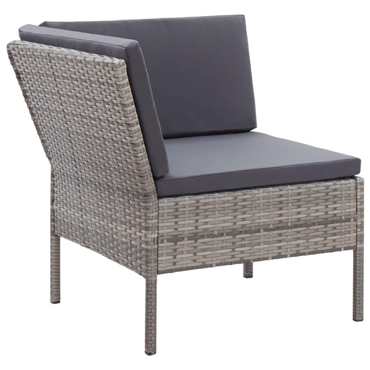 Set de muebles de jardín 6 pzas y cojines ratán sintético gris