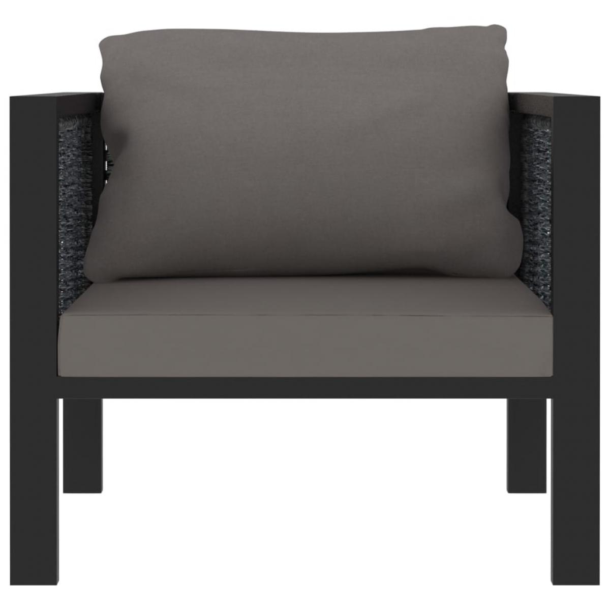 Sofá modular con cojín ratán sintético gris antracita