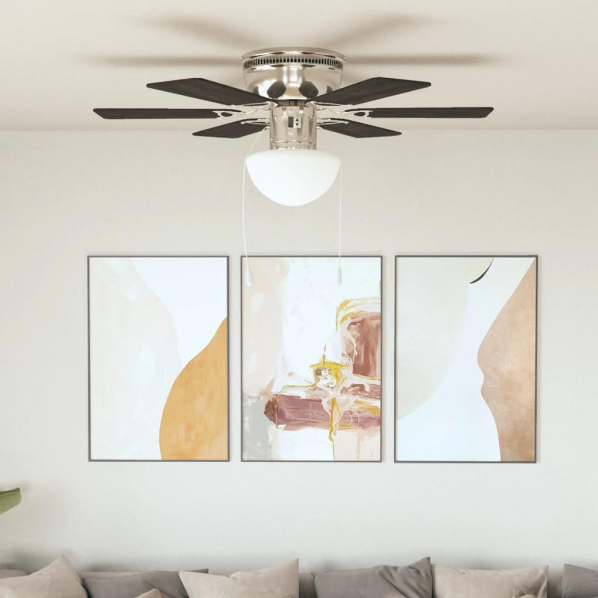 Ventilador de techo adornado con lámpara 82 cm marrón oscuro