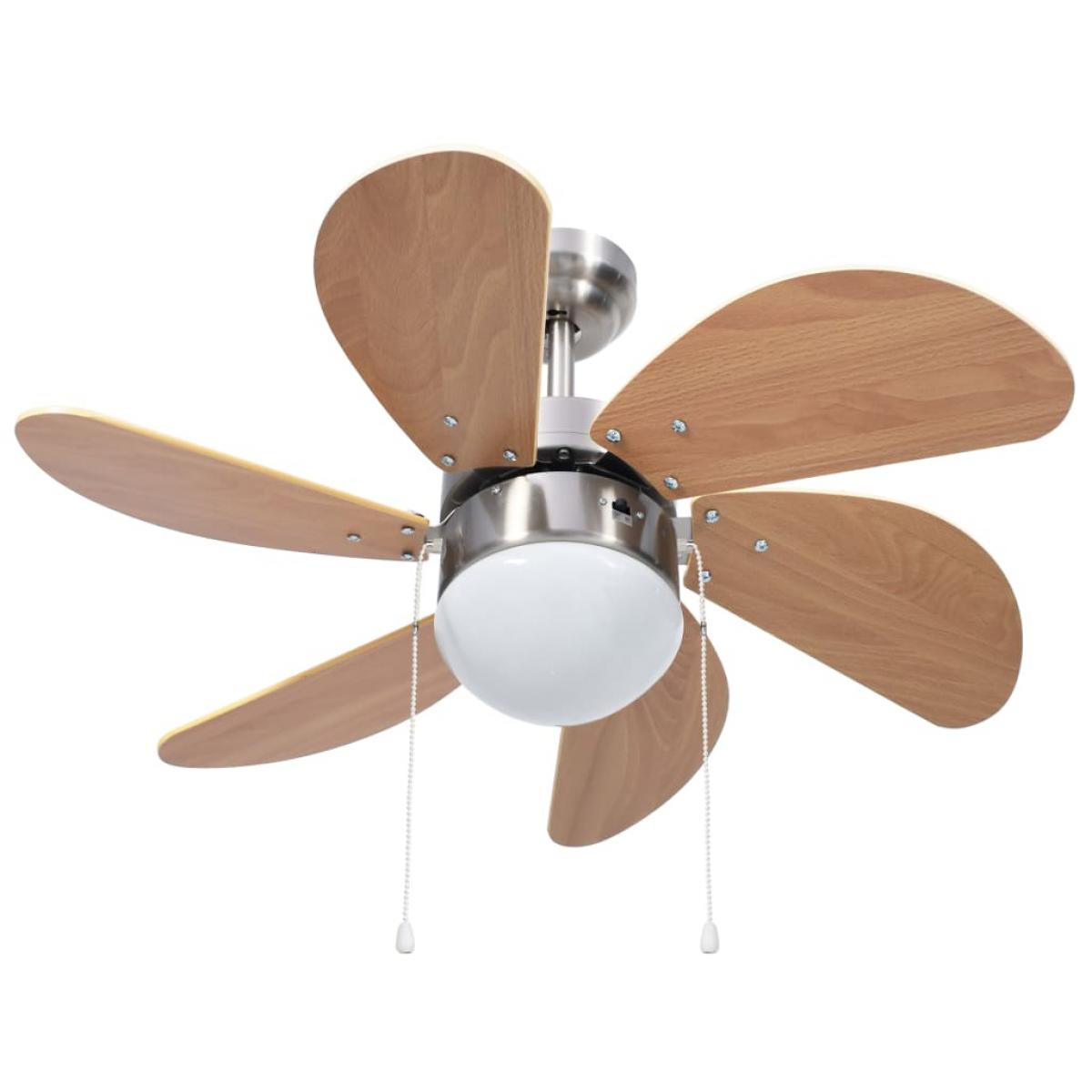 Ventilador de techo con lámpara marrón claro 76 cm