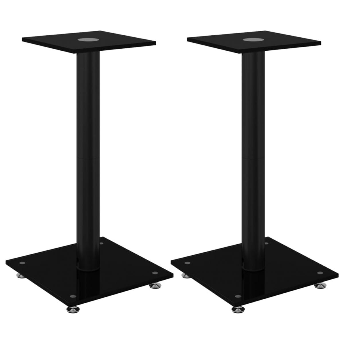 Soportes de altavoces 2 uds vidrio templado negro 1 pilar