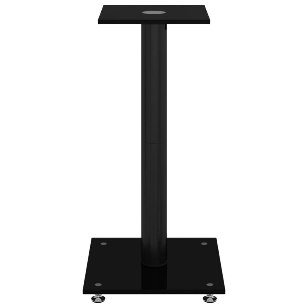 Soportes de altavoces 2 uds vidrio templado negro 1 pilar