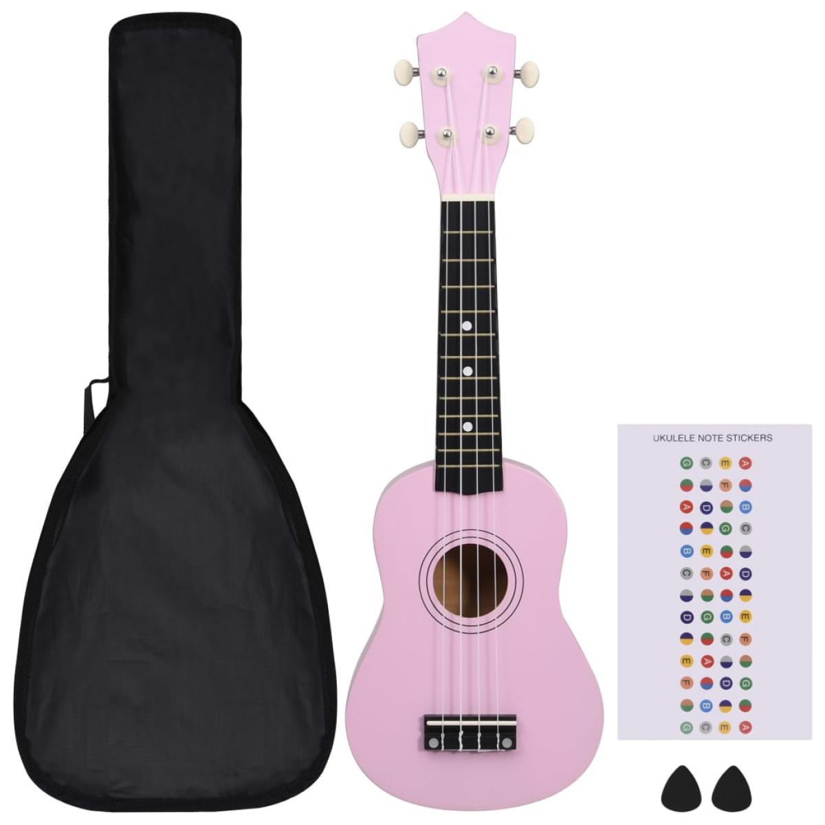 Set de ukelele soprano con funda para niños rosa 21