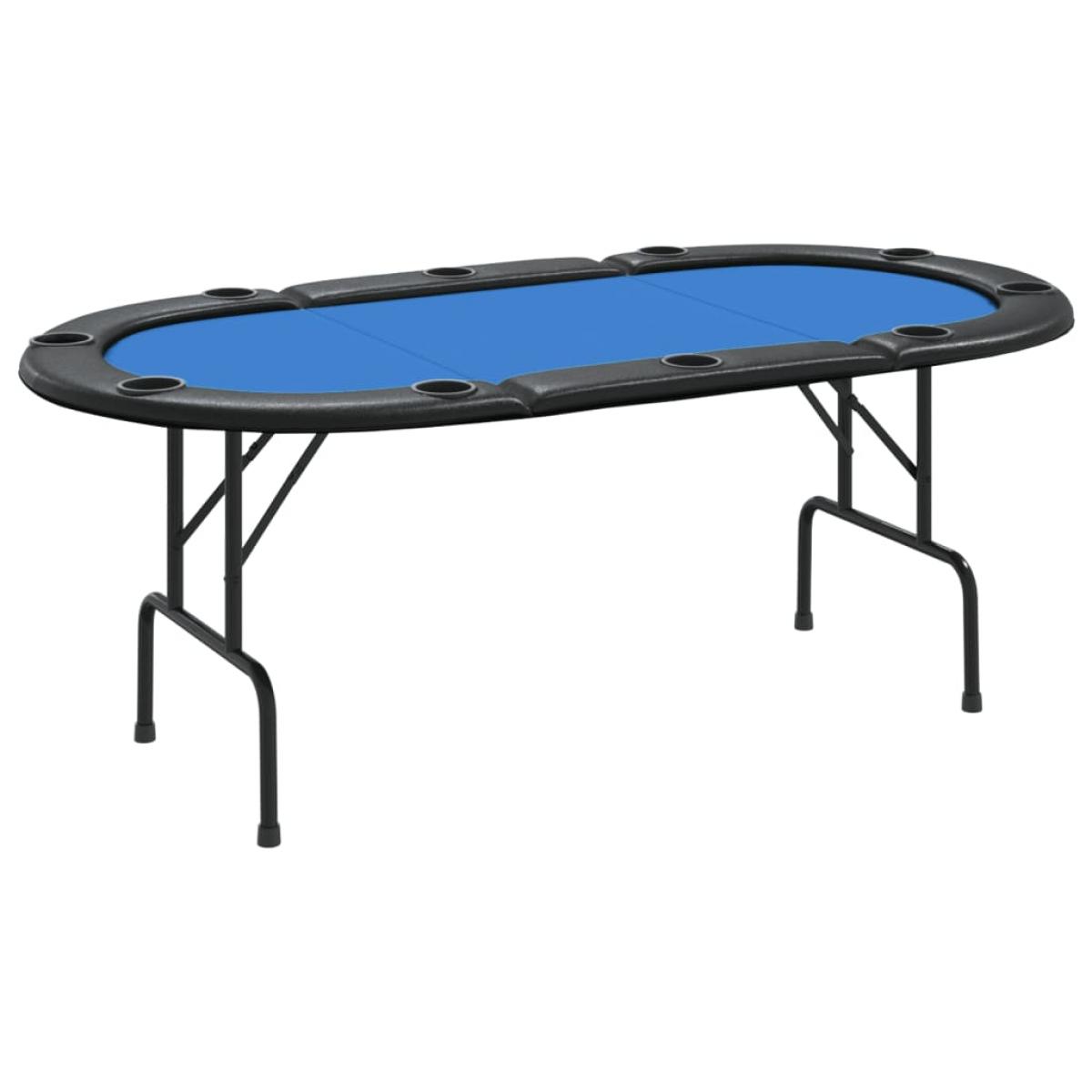 Mesa de póquer plegable para 10 jugadores azul 206x106x75 cm