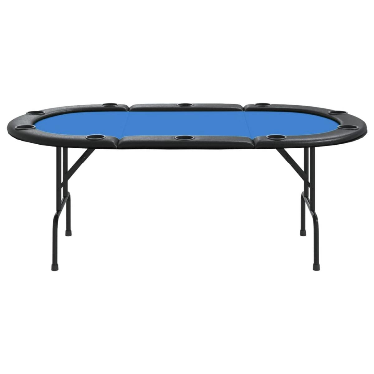 Mesa de póquer plegable para 10 jugadores azul 206x106x75 cm