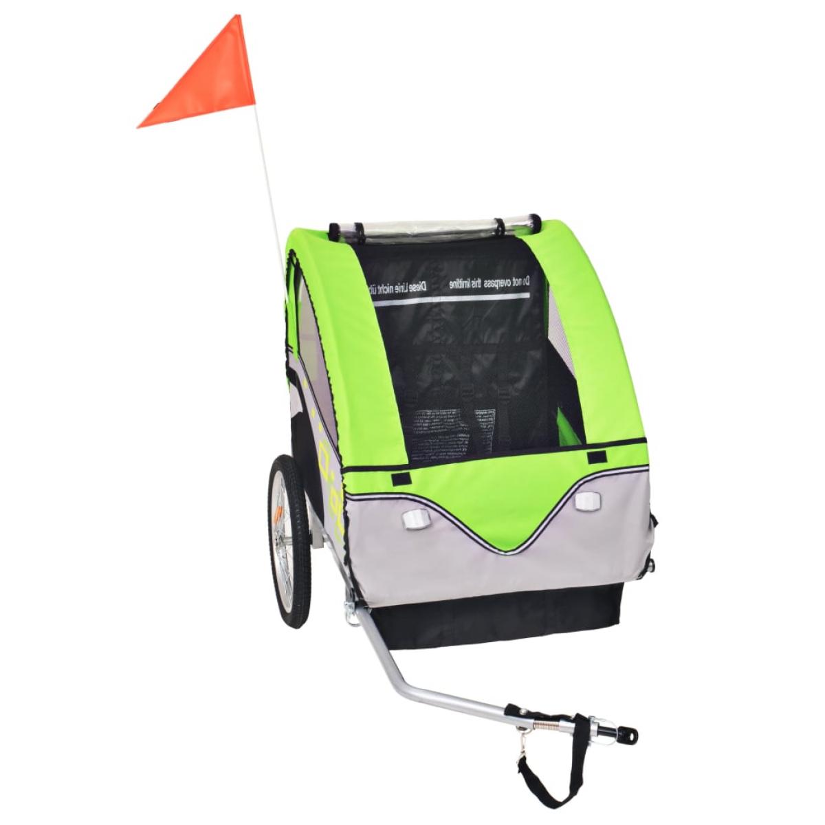 Remolque de bicicleta para niños gris y verde 30 kg