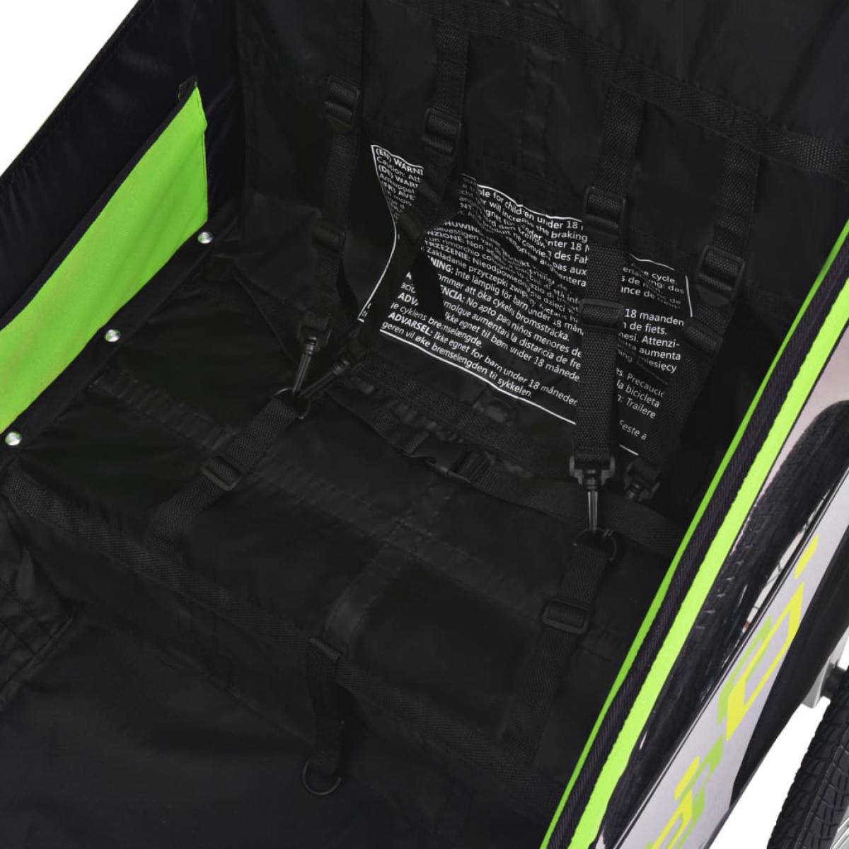 Remolque de bicicleta para niños gris y verde 30 kg