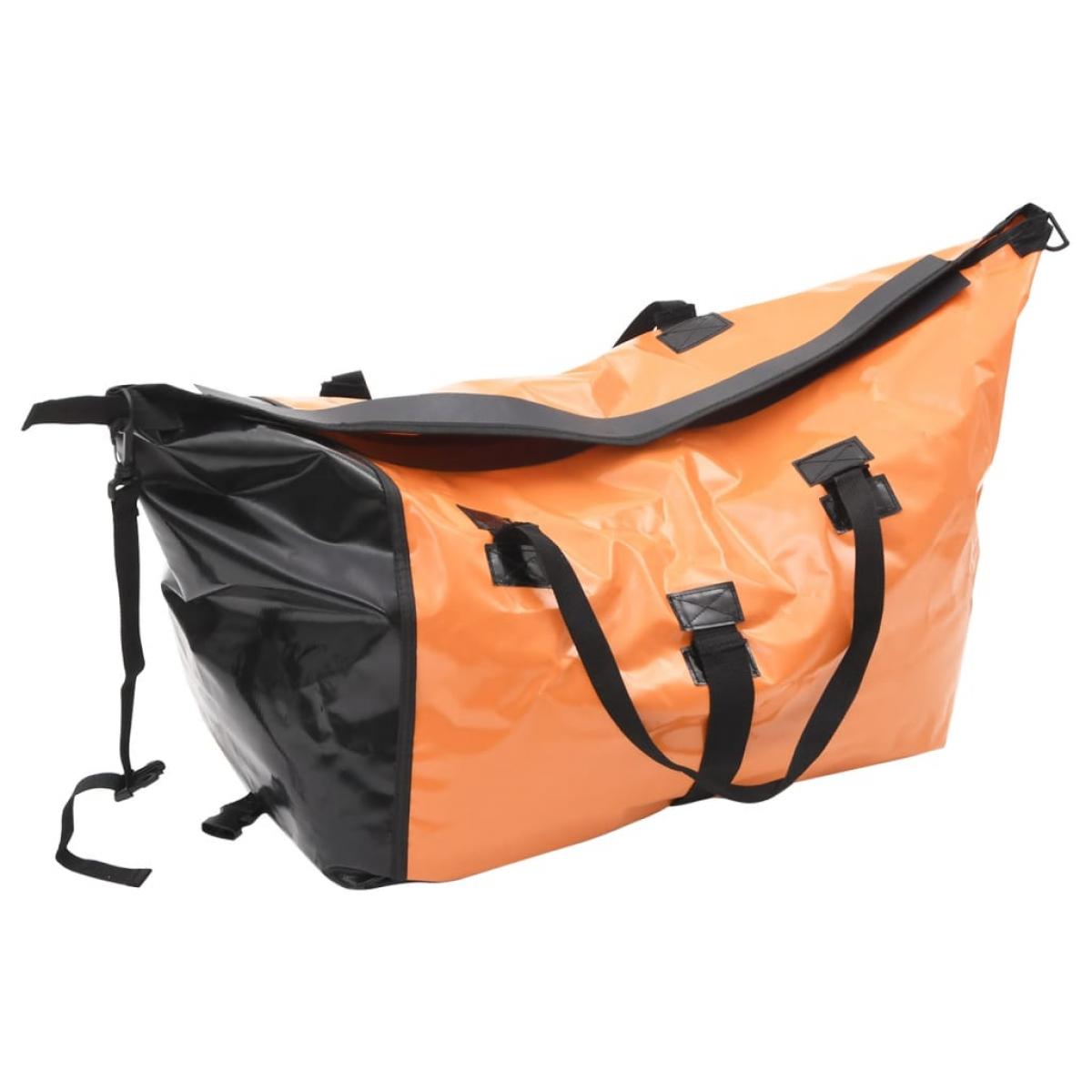 Remolque de bicicleta para equipaje con bolsa naranja y negro