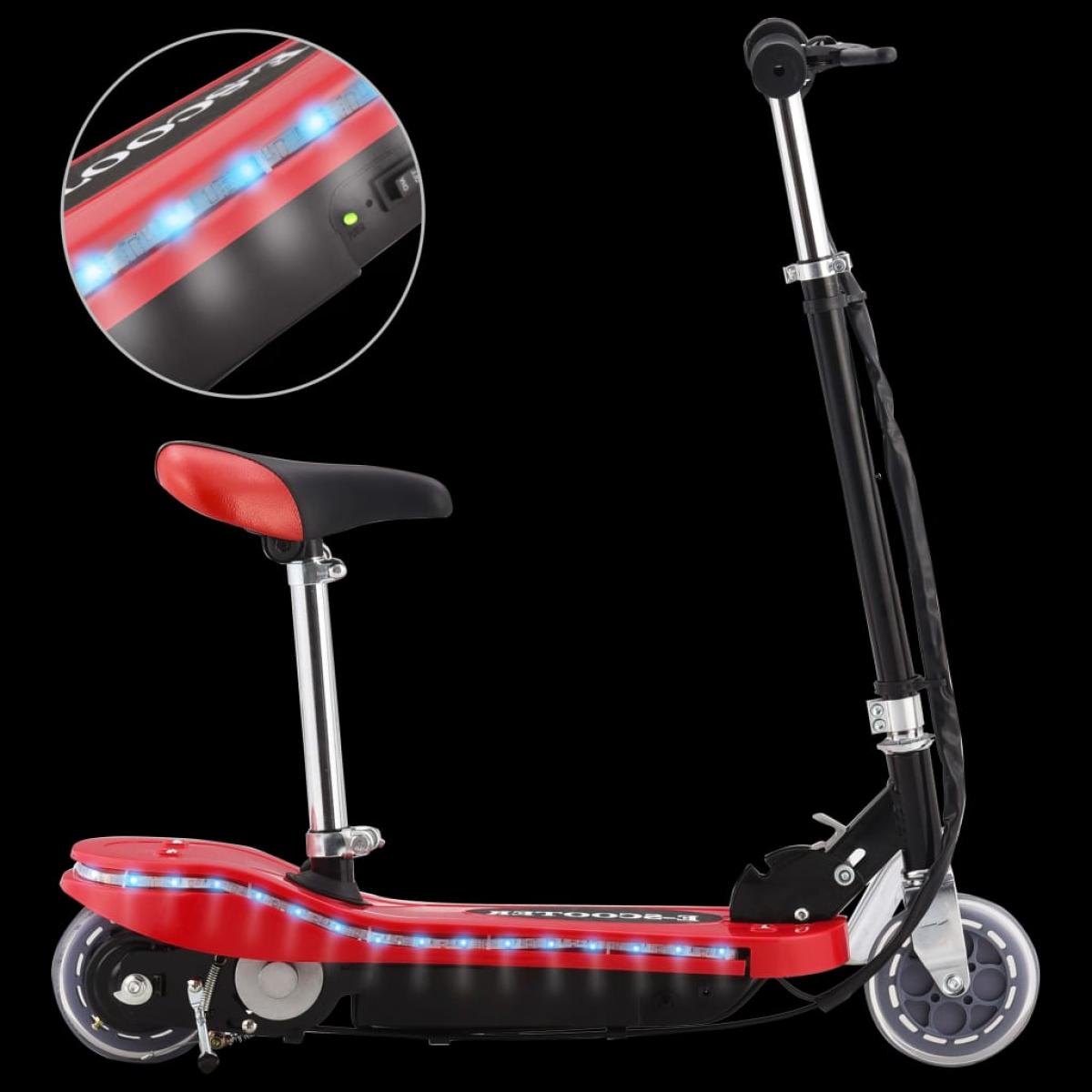 Patinete eléctrico con asiento y LED 120 W rojo