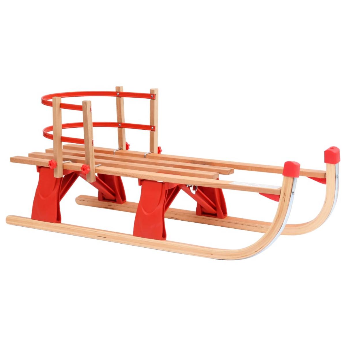 Trineo de nieve plegable con respaldo madera 119 cm 