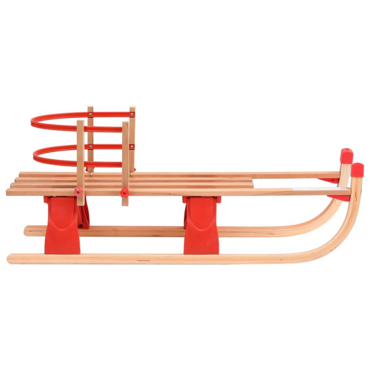 Trineo de nieve plegable con respaldo madera 119 cm 