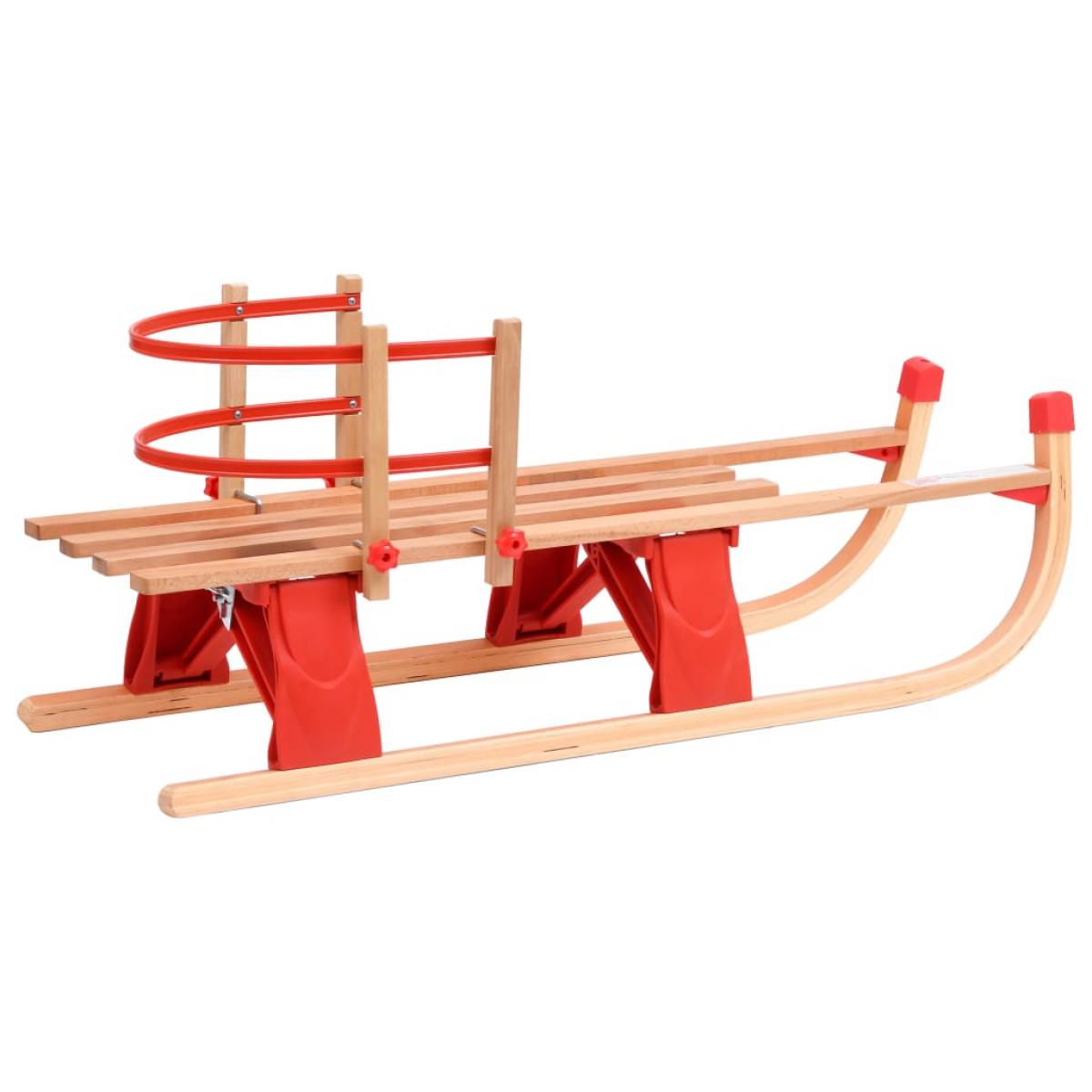 Trineo de nieve plegable con respaldo madera 119 cm 