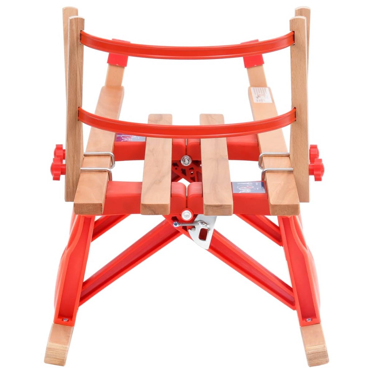 Trineo de nieve plegable con respaldo madera 119 cm 