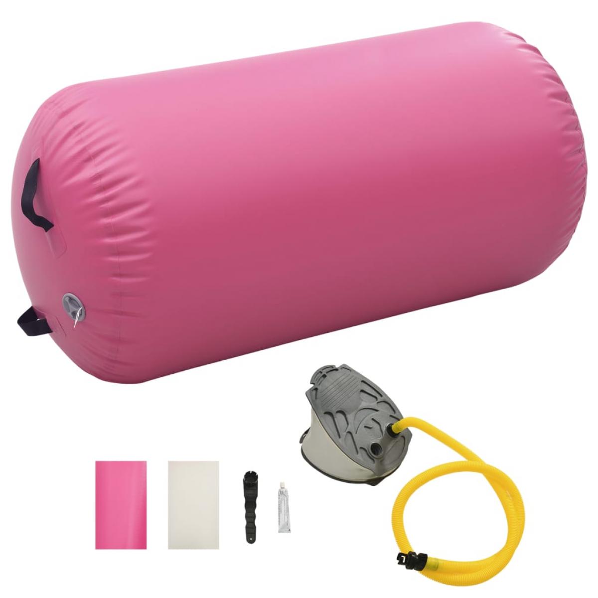 Rollo hinchable de gimnasia con bomba PVC rosa 120x75 cm
