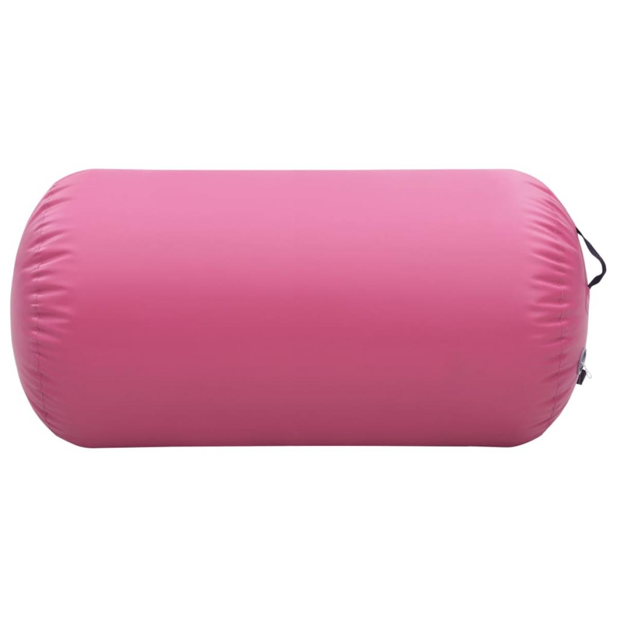 Rollo hinchable de gimnasia con bomba PVC rosa 120x75 cm