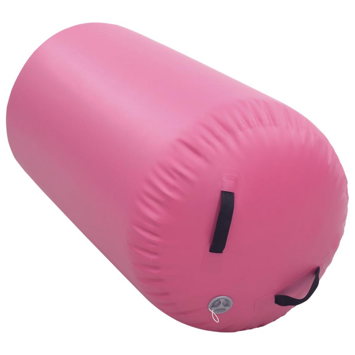 Rollo hinchable de gimnasia con bomba PVC rosa 120x75 cm
