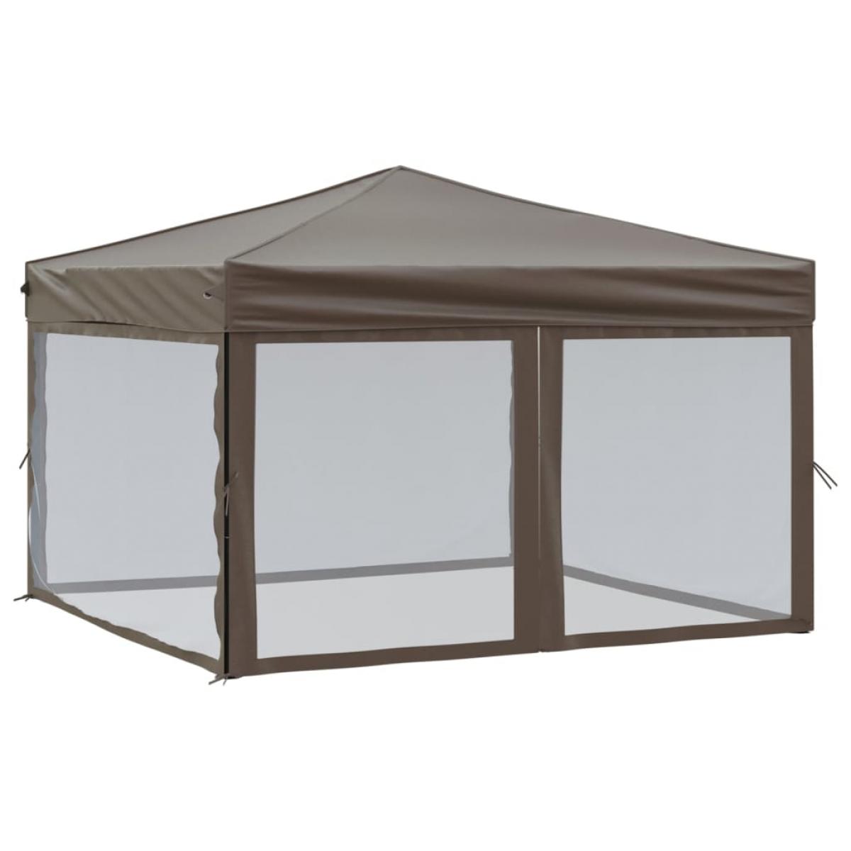 Carpa para fiestas plegable con paredes gris taupé 3x3 m