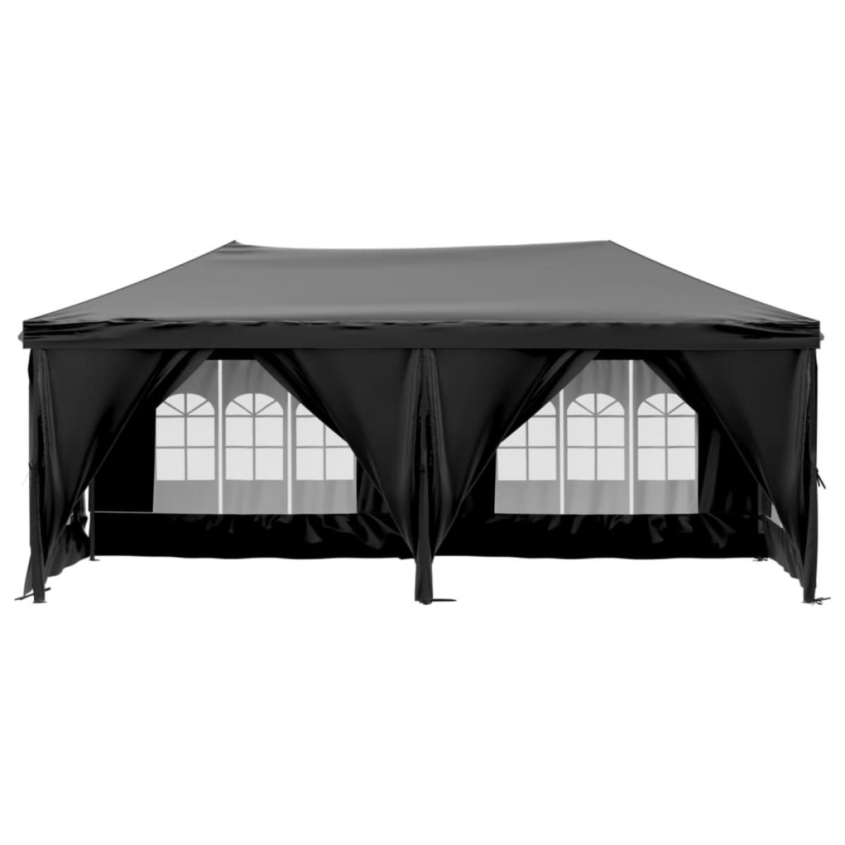 Carpa para fiestas plegable con paredes laterales negra 3x6 m