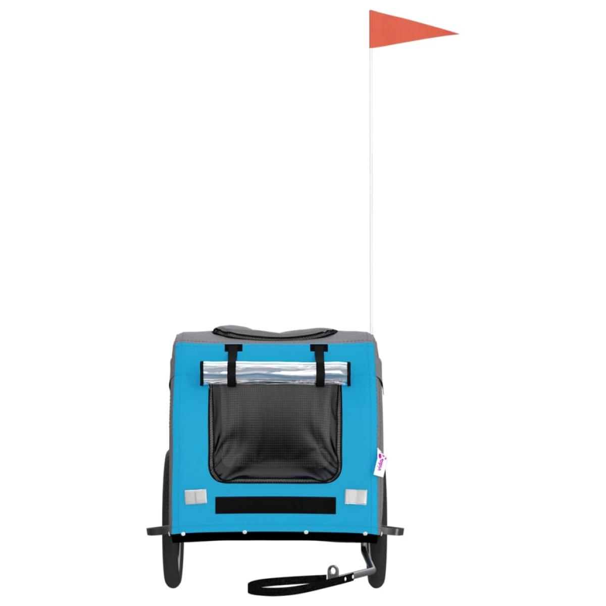 Remolque de bicicleta para perros hierro tela Oxford azul gris