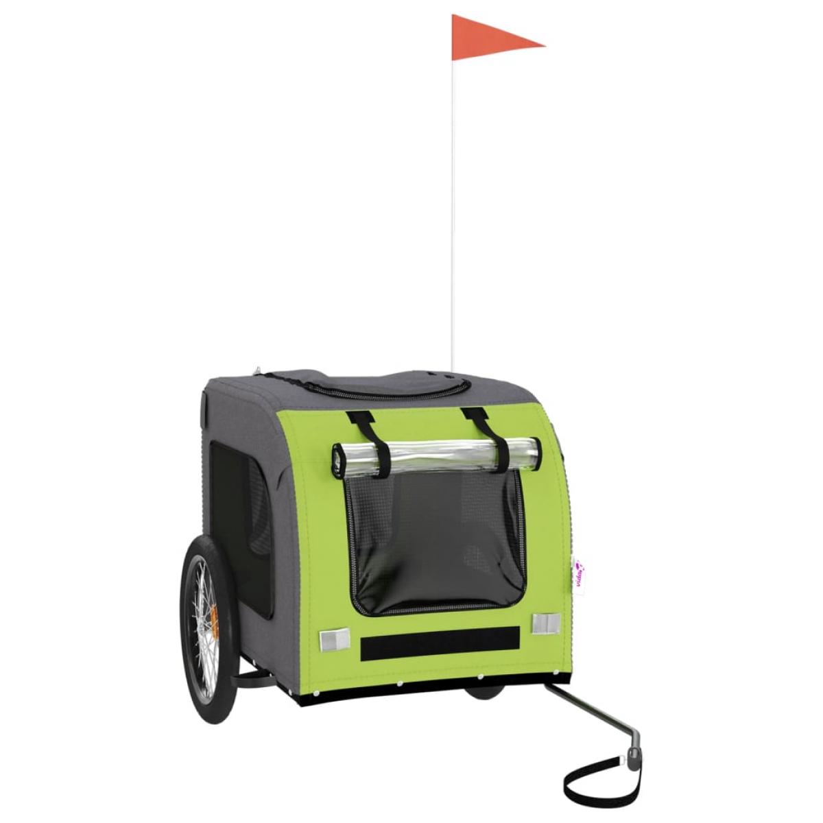 Remolque de bicicleta para perros hierro tela Oxford verde gris