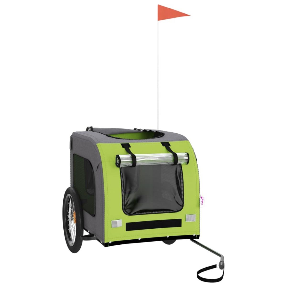 Remolque de bicicleta para perros hierro tela Oxford verde gris