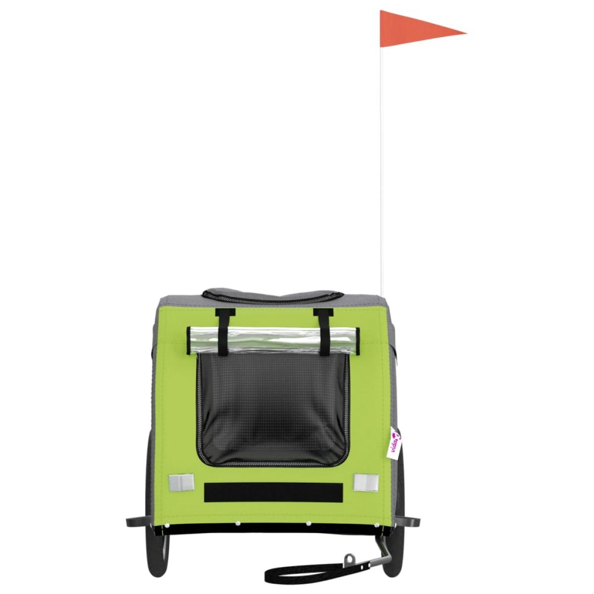 Remolque de bicicleta para perros hierro tela Oxford verde gris
