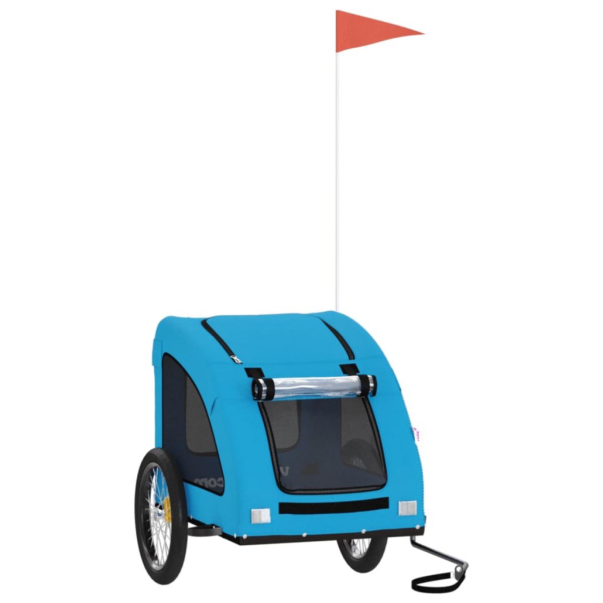 Remolque de bicicleta mascotas hierro tela Oxford azul