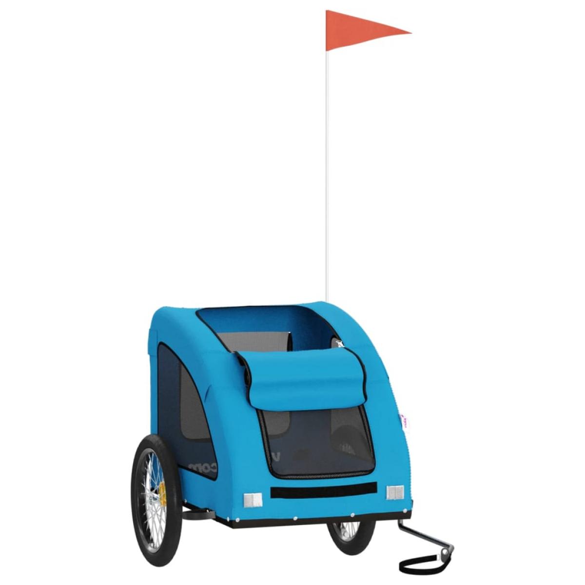 Remolque de bicicleta mascotas hierro tela Oxford azul