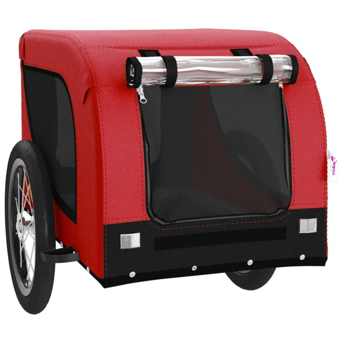 Remolque de bicicleta mascotas hierro tela Oxford rojo negro