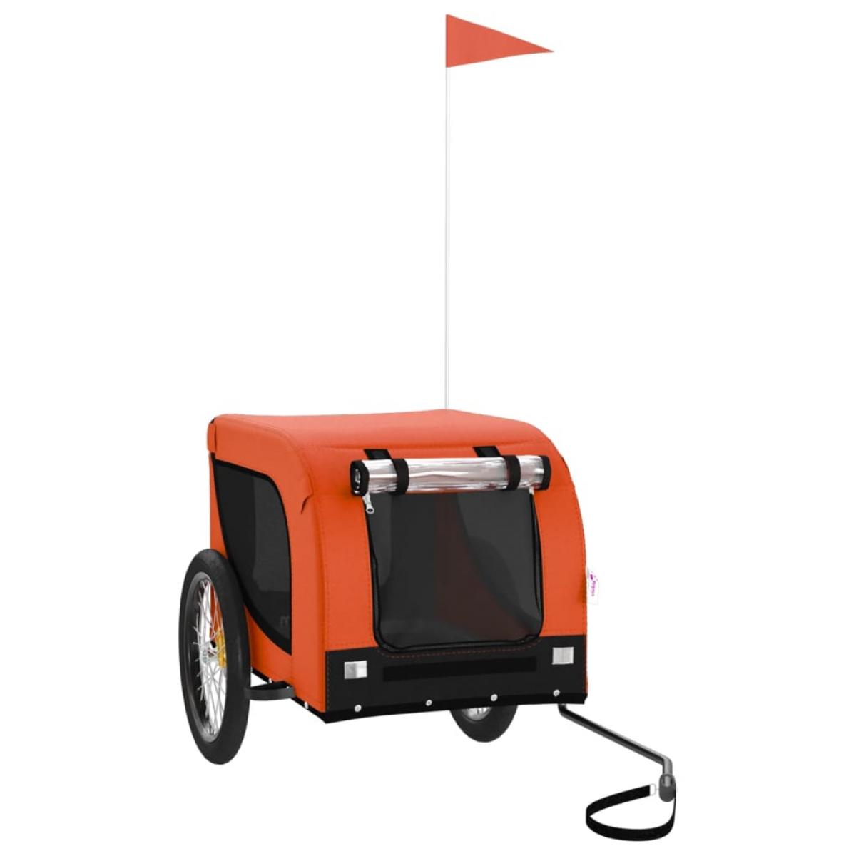 Remolque bicicleta para perros hierro tela Oxford naranja negro