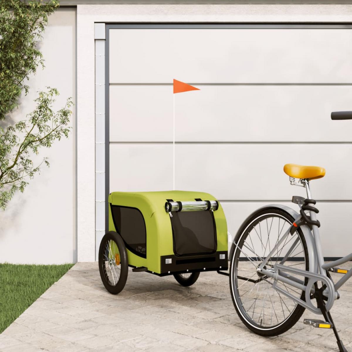 Remolque bicicleta para perros hierro tela Oxford verde negro