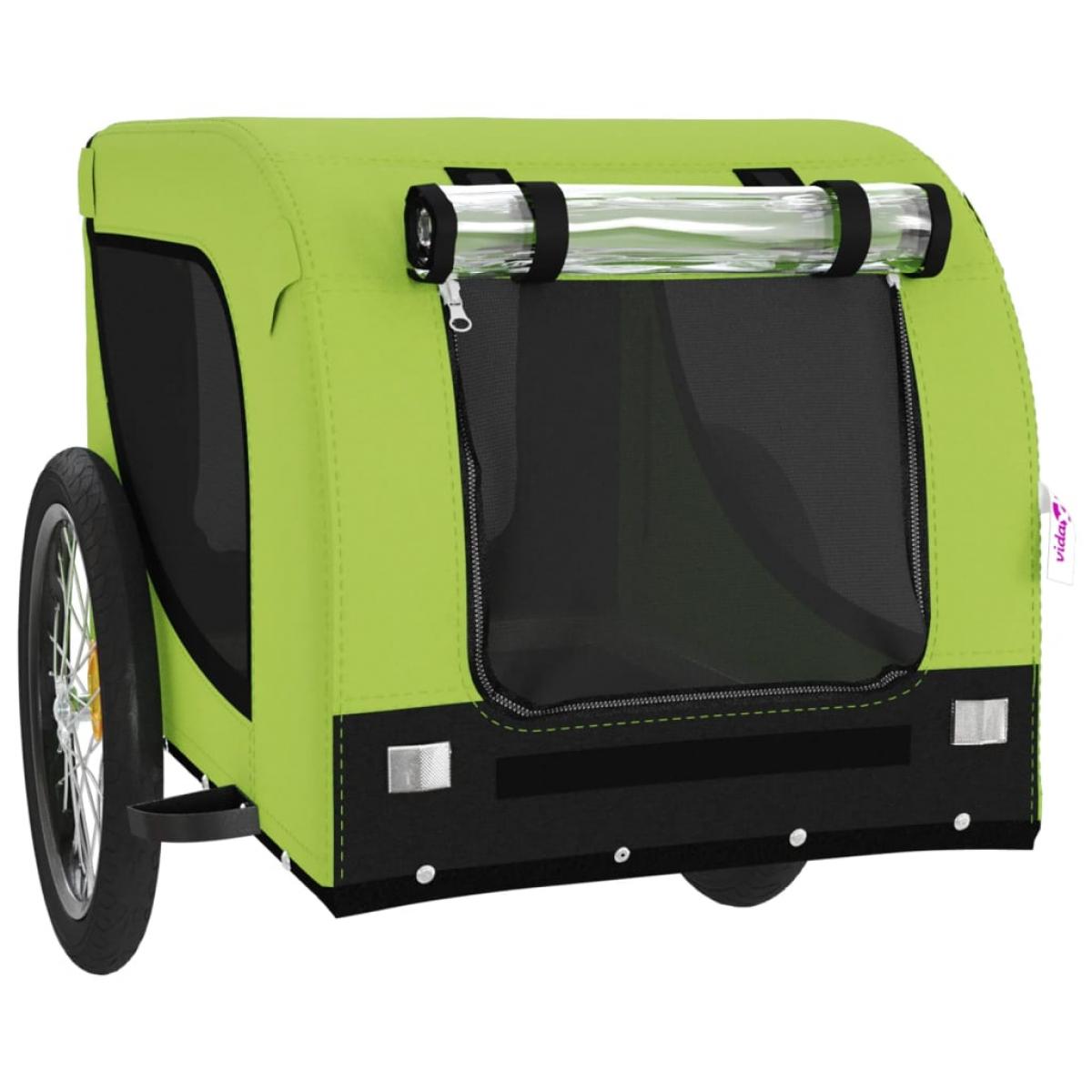 Remolque bicicleta para perros hierro tela Oxford verde negro