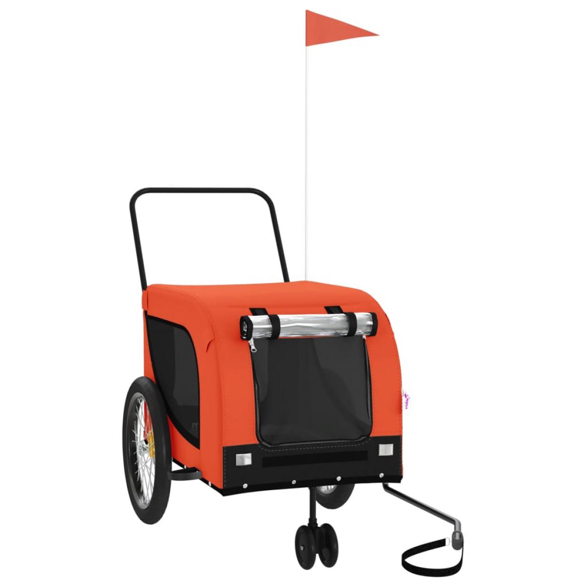Remolque de bicicleta mascotas hierro tela Oxford naranja negro