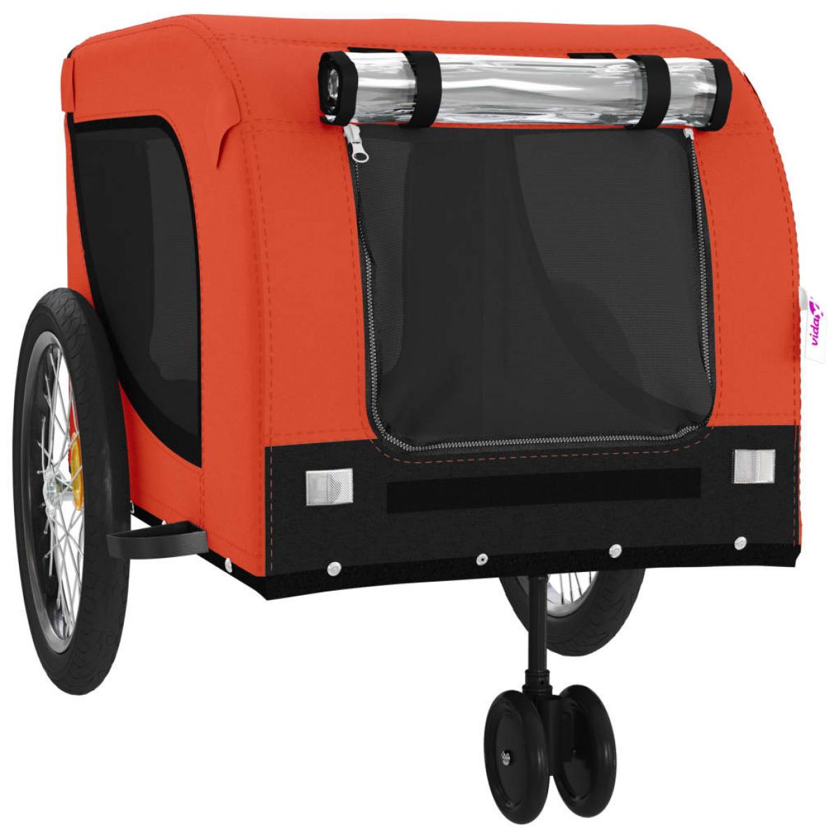 Remolque de bicicleta mascotas hierro tela Oxford naranja negro