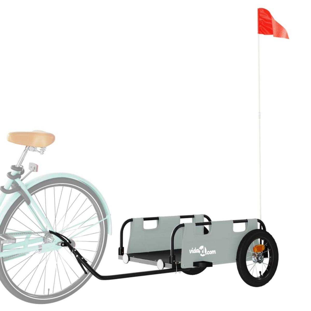 Remolque para bicicletas hierro y tela Oxford gris