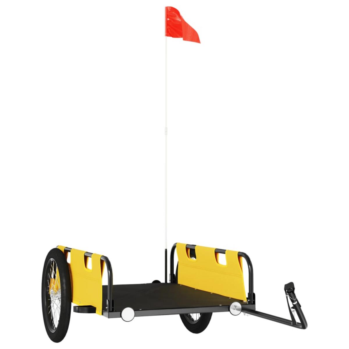 Remolque de carga para bicicleta hierro y tela Oxford amarillo