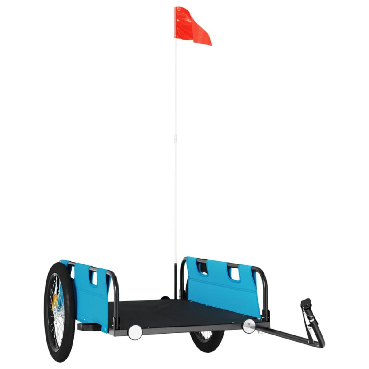 Remolque de carga para bicicleta hierro y tela Oxford azul