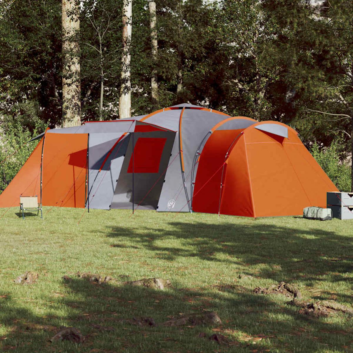 Tienda de campaña familiar iglú 12 personas impermeable naranja