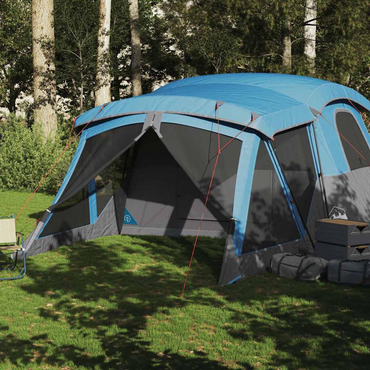 Tienda de campaña con porche 4 personas impermeable azul