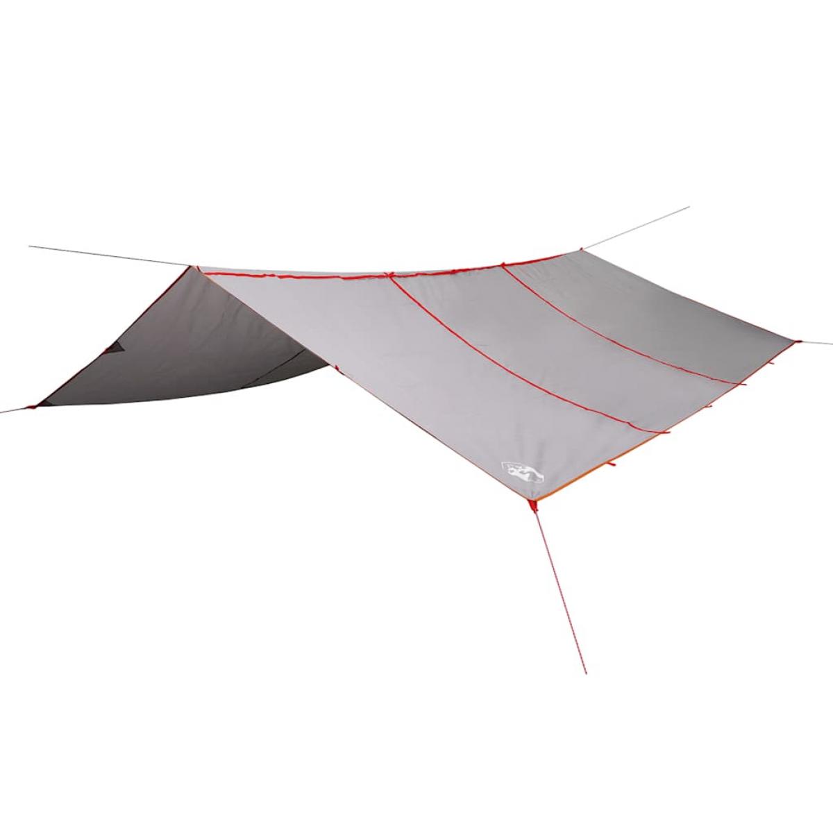 Lona de camping impermeable gris y naranja 420x440 cm