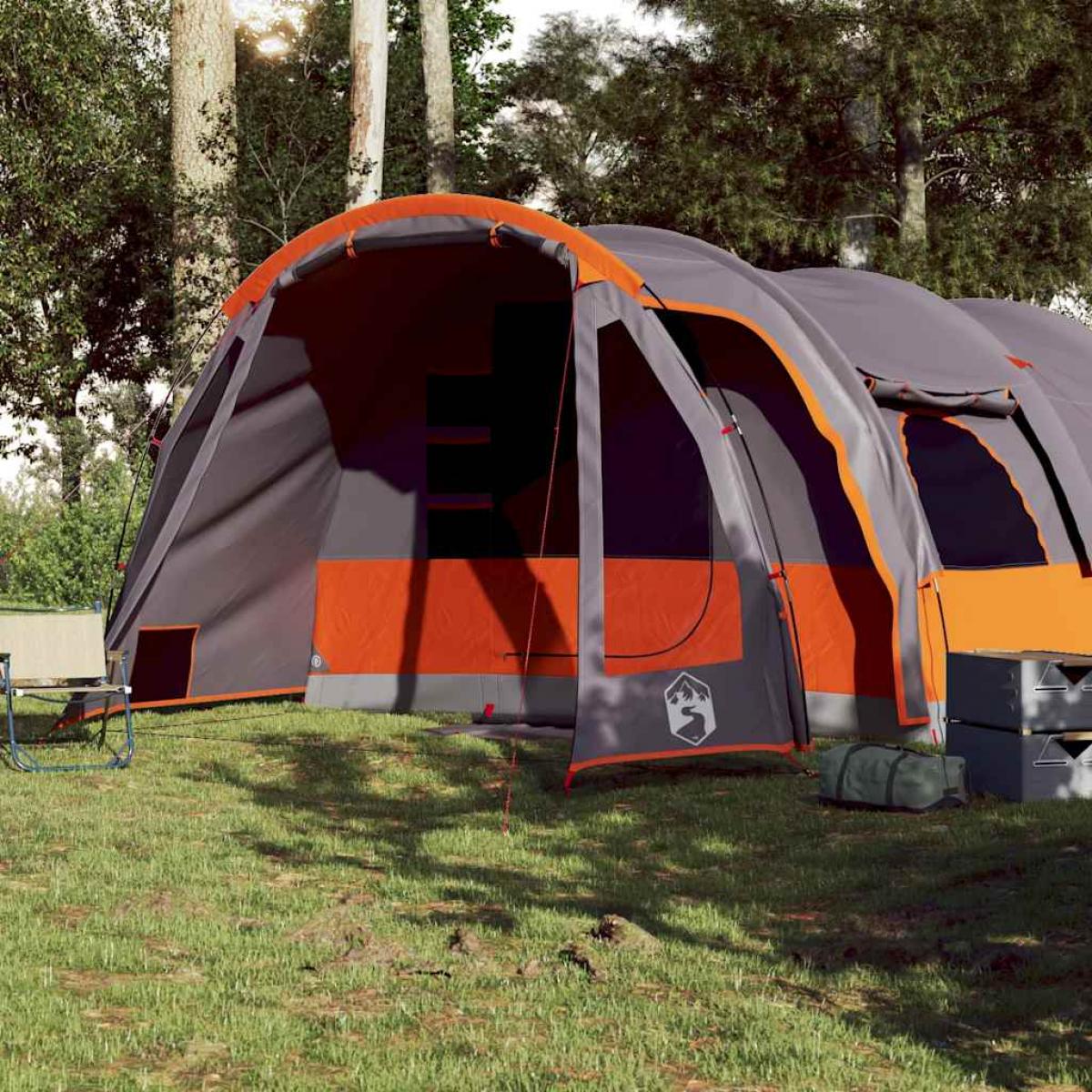 Tienda de campaña familiar túnel 8 personas impermeable gris