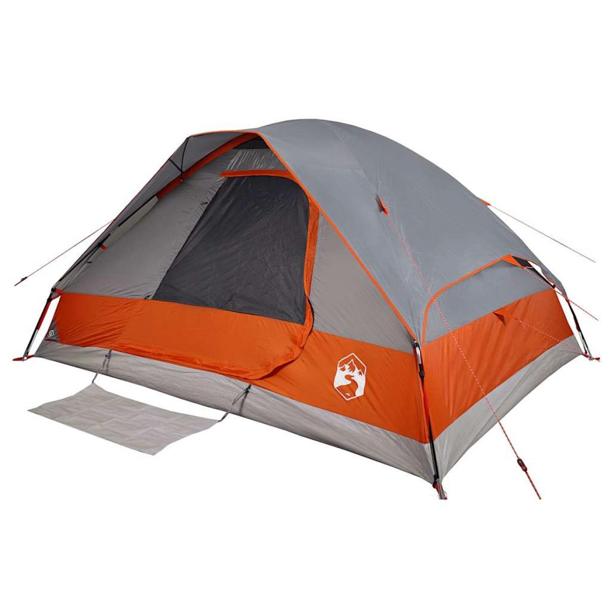 Tienda familiar con cúpula impermeable 6 personas gris naranja
